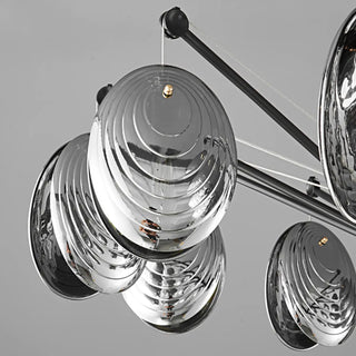 ZOWALA - Contemporary Chrome Shell Black Large Chandelier Image - 8