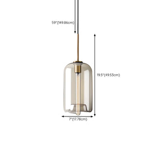 ZOWALA - Contemporary Drum Glass Dining Room Cognac Pendant Light #size