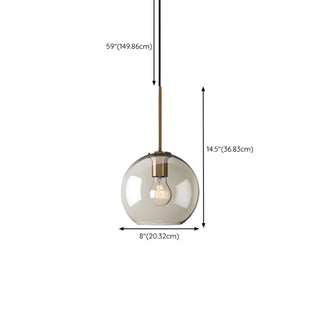 ZOWALA - Contemporary Drum Glass Dining Room Cognac Pendant Light Image - 14