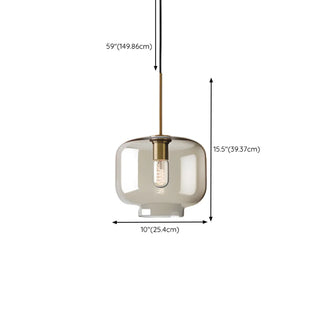 ZOWALA - Contemporary Drum Glass Dining Room Cognac Pendant Light Image - 15