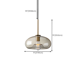 ZOWALA - Contemporary Drum Glass Dining Room Cognac Pendant Light Image - 16