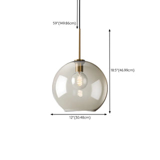 ZOWALA - Contemporary Drum Glass Dining Room Cognac Pendant Light Image - 17