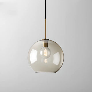 ZOWALA - Contemporary Drum Glass Dining Room Cognac Pendant Light Image - 7
