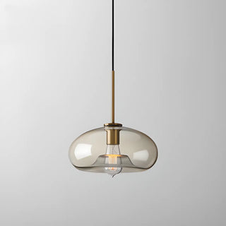 ZOWALA - Contemporary Drum Glass Dining Room Cognac Pendant Light Image - 8
