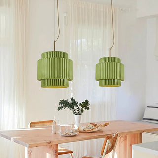 ZOWALA - Contemporary Cylinder Resin Dining Room Green Pendant Light Image - 3