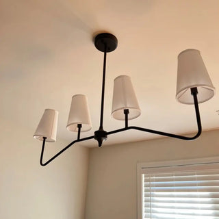 Contemporary Arm Fabric Large Dining Room Black Chandelier Image - 4