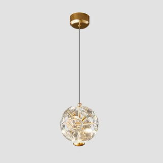 ZOWALA - Contemporary Dome Crystal Bedroom Gold Pendant Light Image - 20