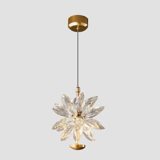 ZOWALA - Contemporary Dome Crystal Bedroom Gold Pendant Light Image - 22