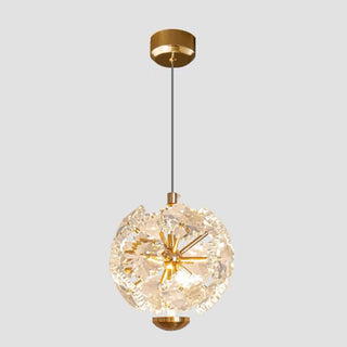 ZOWALA - Contemporary Dome Crystal Bedroom Gold Pendant Light Image - 23