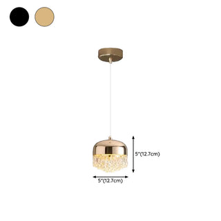ZOWALA - Contemporary Dome Crystal Bedroom Gold Pendant Light #size