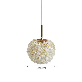 ZOWALA - Contemporary Dome Crystal Bedroom Gold Pendant Light Image - 25