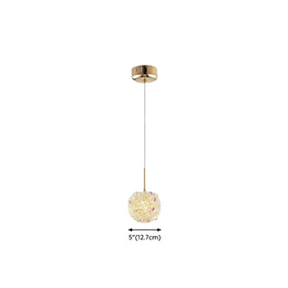 ZOWALA - Contemporary Dome Crystal Bedroom Gold Pendant Light Image - 26