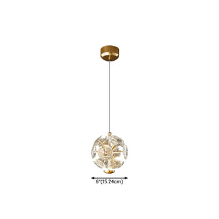 ZOWALA - Contemporary Dome Crystal Bedroom Gold Pendant Light Image - 27