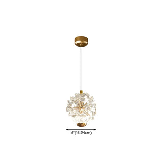 ZOWALA - Contemporary Dome Crystal Bedroom Gold Pendant Light Image - 28