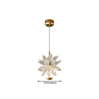ZOWALA - Contemporary Dome Crystal Bedroom Gold Pendant Light Image - 29