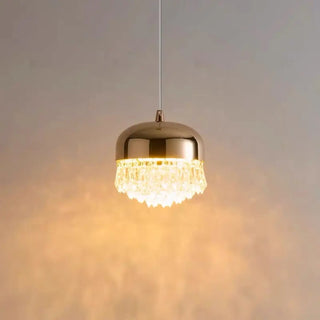 ZOWALA - Contemporary Dome Crystal Bedroom Gold Pendant Light Image - 4