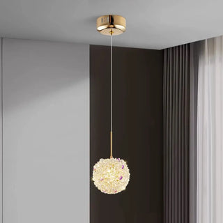 ZOWALA - Contemporary Dome Crystal Bedroom Gold Pendant Light Image - 7