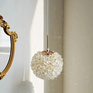 ZOWALA - Contemporary Dome Crystal Bedroom Gold Pendant Light Image - 6