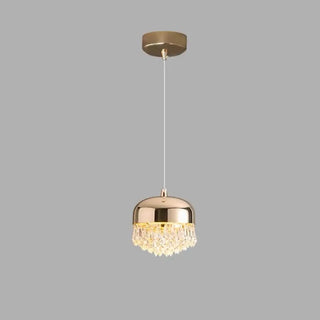 ZOWALA - Contemporary Dome Crystal Bedroom Gold Pendant Light Image - 8