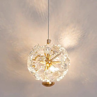 ZOWALA - Contemporary Dome Crystal Bedroom Gold Pendant Light Image - 13