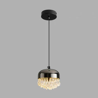 ZOWALA - Contemporary Dome Crystal Bedroom Gold Pendant Light Image - 14