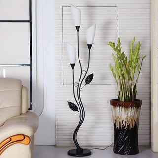 Contemporary Black Tree and Cone Metal Floor Lamp Zawala Image - 1