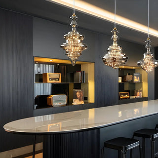 ZOWALA - Contemporary Dining Room Geometric Glass Pendant Light Image - 1