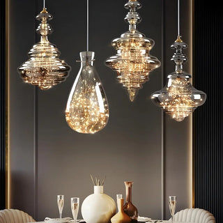 ZOWALA - Contemporary Dining Room Geometric Glass Pendant Light Image - 4