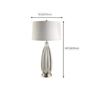 Contemporary Glass Base Fabric Drum Shade Table Lamp Zawala #size
