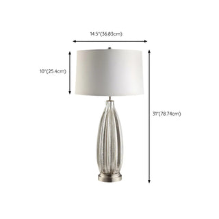 Contemporary Glass Base Fabric Drum Shade Table Lamp Zawala Image - 9