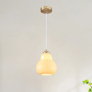 ZOWALA - Contemporary White Glass Gourd Pendant Light Image - 15