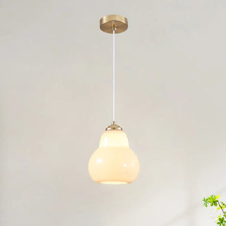 ZOWALA - Contemporary White Glass Gourd Pendant Light Image - 16
