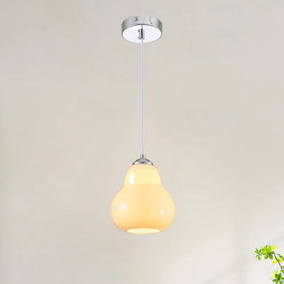 ZOWALA - Contemporary White Glass Gourd Pendant Light Image - 17
