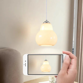 ZOWALA - Contemporary White Glass Gourd Pendant Light Image - 7