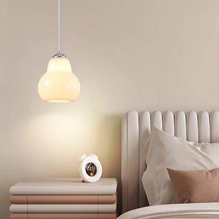 ZOWALA - Contemporary White Glass Gourd Pendant Light Image - 8
