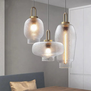 Contemporary Lantern Glass Living Room Gold Pendant Light Image - 1