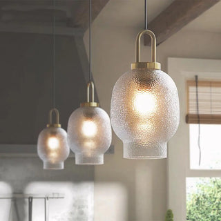 Contemporary Lantern Glass Living Room Gold Pendant Light Image - 2