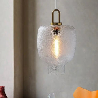Contemporary Lantern Glass Living Room Gold Pendant Light Image - 4