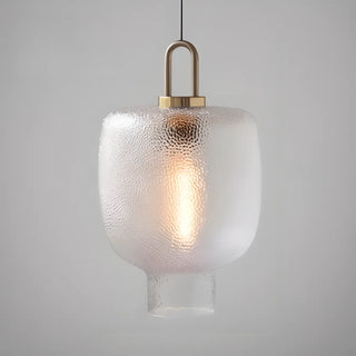 Contemporary Lantern Glass Living Room Gold Pendant Light Image - 9
