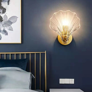 ZOWALA - Elegant Gold Seashell Glass Vanity Wall Light Image - 3