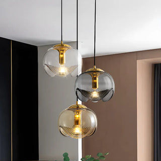 ZOWALA - Contemporary Globe Glass Living Room Amber Pendant Light Image - 2