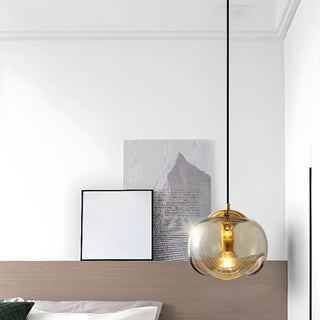 ZOWALA - Contemporary Globe Glass Living Room Amber Pendant Light Image - 4