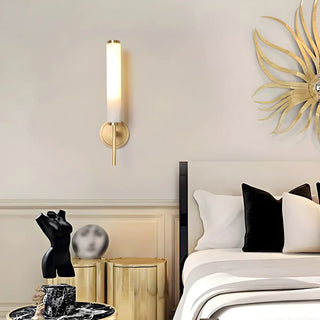 ZOWALA - Contemporary Cylinder Alabaster Gold Bedside Wall Sconce Image - 1