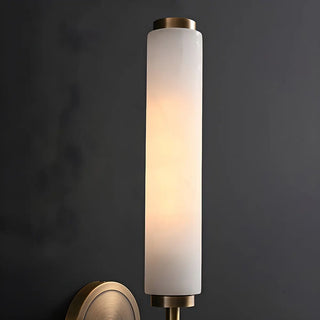 ZOWALA - Contemporary Cylinder Alabaster Gold Bedside Wall Sconce Image - 11
