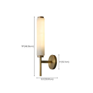ZOWALA - Contemporary Cylinder Alabaster Gold Bedside Wall Sconce #size