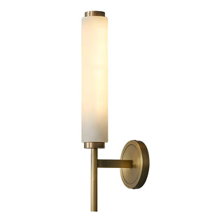 ZOWALA - Contemporary Cylinder Alabaster Gold Bedside Wall Sconce Image - 5
