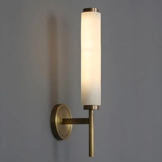 ZOWALA - Contemporary Cylinder Alabaster Gold Bedside Wall Sconce Image - 6
