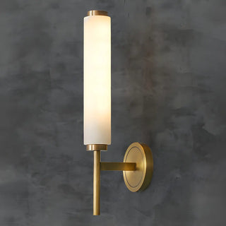 ZOWALA - Contemporary Cylinder Alabaster Gold Bedside Wall Sconce Image - 7