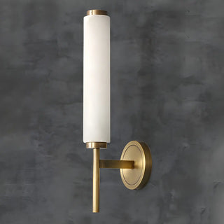 ZOWALA - Contemporary Cylinder Alabaster Gold Bedside Wall Sconce Image - 8