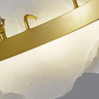 ZOWALA - Contemporary Alabaster Petal Round Brass Chandelier Image - 12